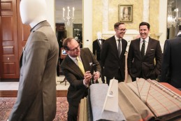 Event Party : WASHINGTON, DC - MAY 14: Managing director of Henry Poole, Simon Cundey (L) attends Savile Row Bespoke and America at the British Ambassador's Residence on May 14, 2015 in Washington, DC. (Photo by Greg Kahn/Getty Images for The British Embassy)