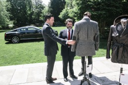 Event Party : WASHINGTON, DC - MAY 14: From left, director of Henry Poole Craig Featherstone, director of Meyer & Mortimer Paul Munday, and Cutter at Meyer & Mortimer Oliver Cross attend Savile Row Bespoke and America at the British Ambassador's Residence on May 14, 2015 in Washington, DC. (Photo by Greg Kahn/Getty Images for The British Embassy)