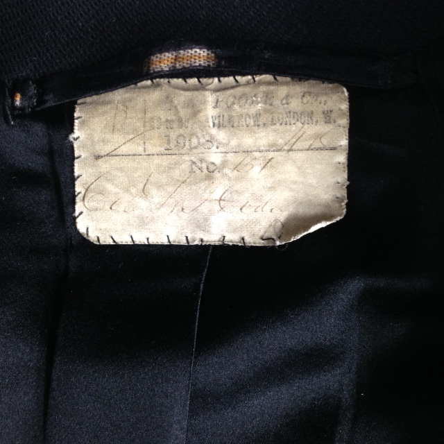 Preparation Shots : Savile Row and America - Buffalo Bill's coat label