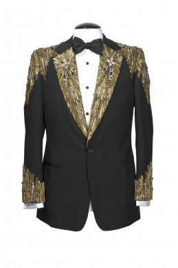 Clothing Shots : Savile Row and America - Alexander McQueen - Embroidered black jacket Wool + metal embroidery